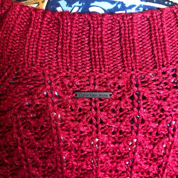 Calvin Klein Red long Sleeve Cable Knit Sweater - Picture 8 of 15
